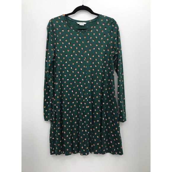 Boden Swing Tunic Dot Print Long Sleeve Green 10 Regular - Picture 2 of 7